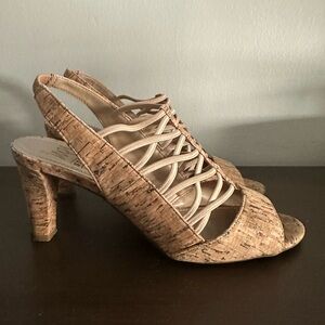 Elegant Cork Slingback Heels